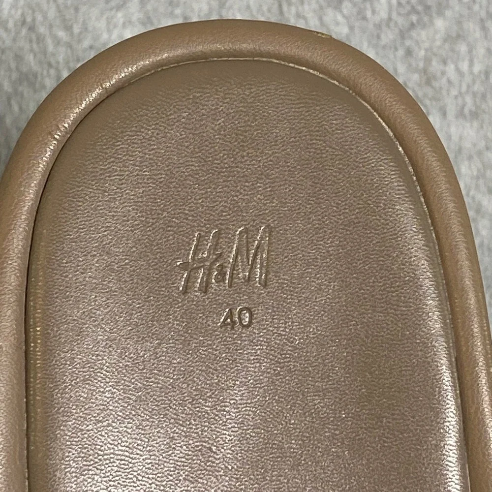 H&M Platform Slide Sandals Women's Size 40 US 9‎ Taupe Brown Padded Chunky EUC